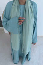 Abaya fleurie Verte