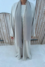Abaya fleurie Beige