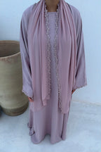 Abaya fleurie Lila