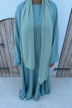 Abaya fleurie Verte