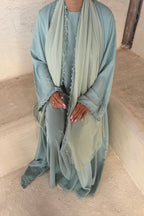 Abaya fleurie Verte