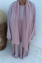 Abaya fleurie Lila