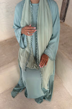 Abaya fleurie Verte