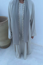Abaya fleurie Beige