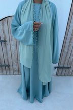 Abaya fleurie Verte