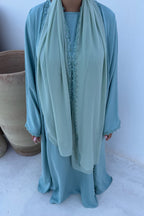 Abaya fleurie Verte