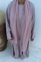 Abaya fleurie Lila