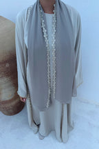 Abaya fleurie Beige